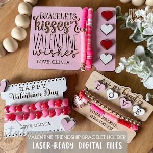 Valentine&#39;s Day Friendship Bracelet Party Favor LASER FILE, Valentine Laser Cut File, Friendship Bracelet Holder Laser SVG