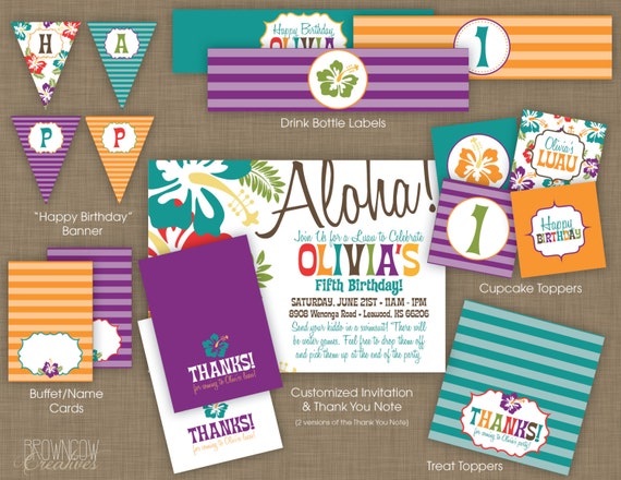 PRINTABLE Luau Party Decoration Kit by BrownCow Creatives | Catch My Party