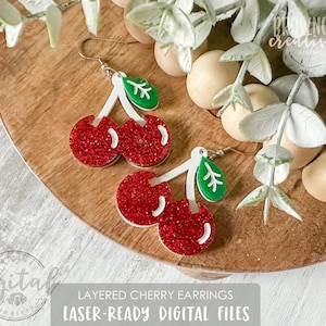 Layered Cherry Earrings SVG: Laser Cut File (Digital Download)