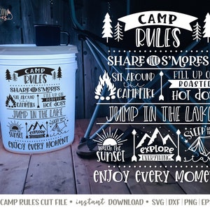 Camping Bucket SVG, Camping Glow Bucket Cut File, Camp Rules SVG, Camping SVG, Camping Cut Files, Camp Cu Files