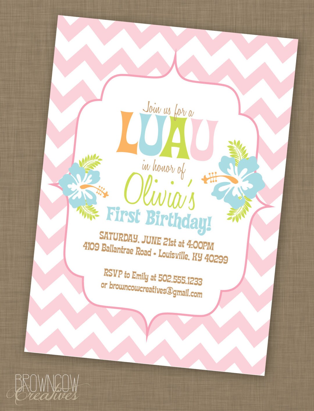 PRINTABLE Chevron Luau Birthday Party Invitation - Etsy