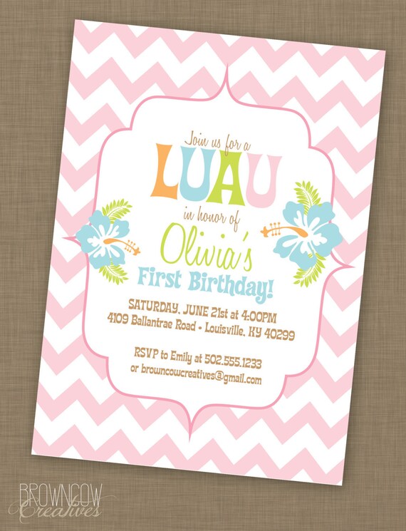 PRINTABLE Chevron Luau Birthday Party Invitation Il_570xn