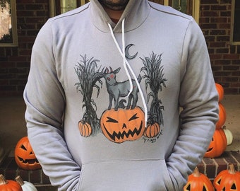 All Hallow's Eve - Pumpkin Patch & Baby Goat - Unisex Halloween Pullover Hoodie