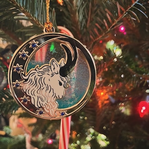 Winter Guardian - Yule Goat Snow Globe Ornament