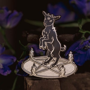 Learning to Summon - Witchy Baby Goat in Summoning Circle - Black Phillip Enamel Pin