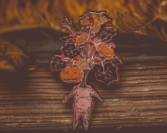 Jack-o-Lantern Mandrake - Enamel Pin - Halloween Collection *packaged with lavender*