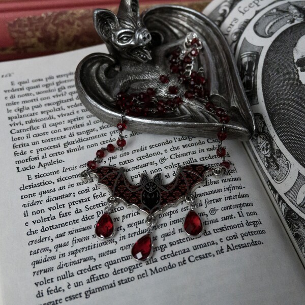 Vampire Bat - Victorian Damask Necklace