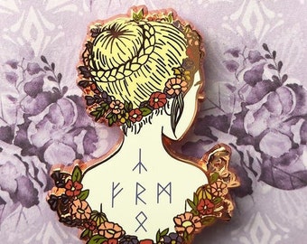 May Queen - Norse Runes Flowers Midsommar Enamel Pin *packaged with lavender*
