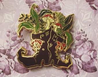 Rustic Garden Witch Boots - Plant Witch Enamel Pin *packaged with lavender*