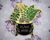Plant Witch - Cauldron with Succulents and Ferns Enamel Pin