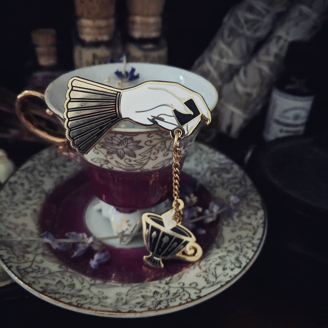 PRE-ORDER** Poison Tea - Gothic Victorian hand & teacup - hard enamel…