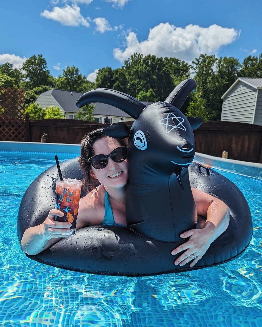 PRE-ORDER Black Phillip Goat Pool Float swim Deliciously - Etsy