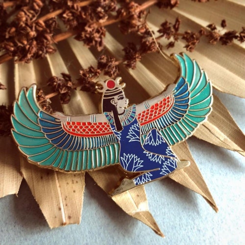 Winged Isis Egyptian Goddess of Magic Enamel Pin Gold Plated Etsy