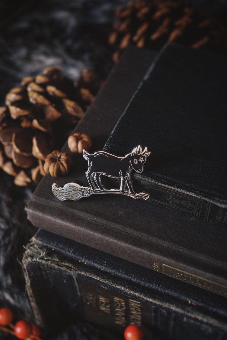 Learning to Ride - Baby goat - Witchy Enamel pin *packaged with laven…