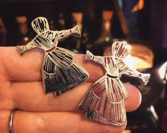 Witch Poppets (black or red) - Halloween Enamel Pin Collection *packaged with lavender*