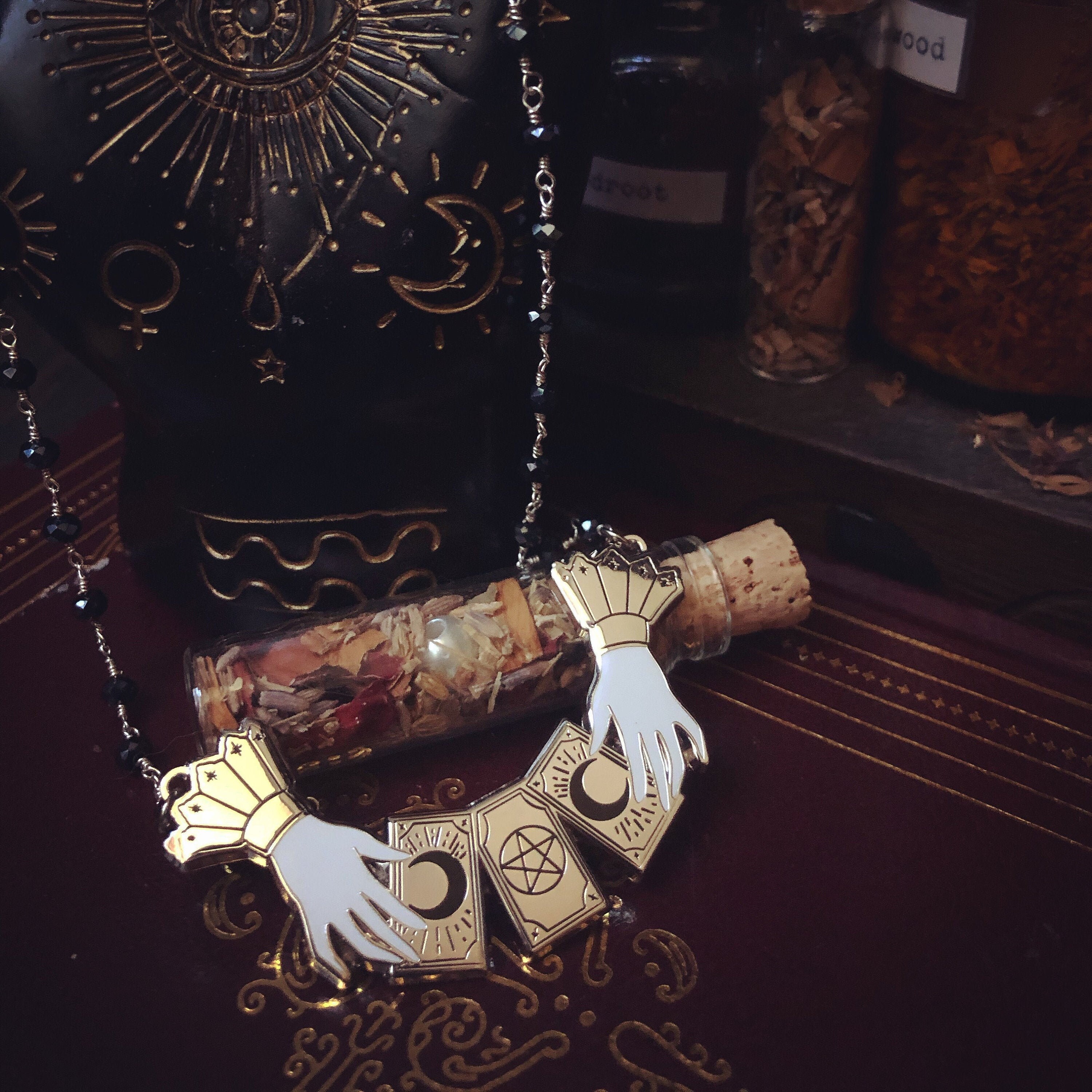 Tarot Necklace - Gothic Victorian witch tarot card pendant - on Silve…