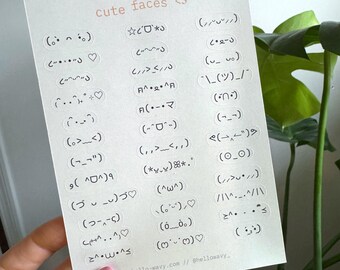 ascii kaomoji cute faces sticker sheet | planner & journal