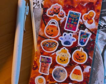halloween nostalgic fall sparkly sticker sheet | planner & journal deco