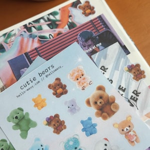 cutie bears sticker sheet | for planners & journals