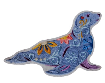 Harp Seal Applique Iron-On Patch – 3-1/8 Inch, Embroidered Marine Mammal By Patch Parlor
