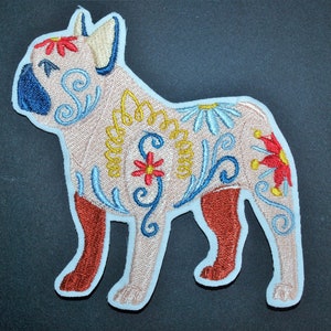 Parche bordado de carlino: parche termoadhesivo Flower Power (12,7 x 12,7 cm)