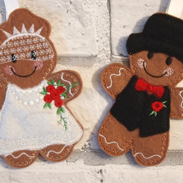 Bridge and Groom Gingerbread Hangers, Cadeaux M. et Mme, Cadeaux M. et M., Cadeaux Mme et Mme, Cadeaux mariage, Faveurs de mariage, Bridge gingembre