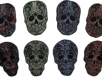 Embroidered Calavera Skull Patch: Iron On Applique