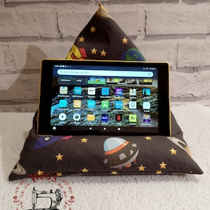 Outer Space Tablet Pillow Stand: Kindle, iPad, Phone Bean Bag Cushion