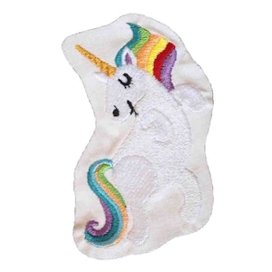 Embroidered Unicorn Patch: Iron-On Applique (8.5cm x 5cm)