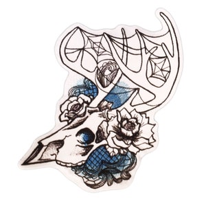 Deer Skull Embroidered Patch: Gothic Phantasm Iron-On Applique