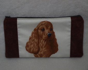American Cocker Spaniel Cotton Makeup Bag: Dog Breed Purse