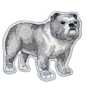 Embroidered Bulldog Patch: Iron-On or Sew-On Dog Badge (4x4&quot;)