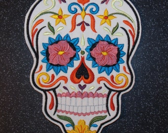 Calavera Sugar Skull Patch, Embroidered Day of the Dead Motif