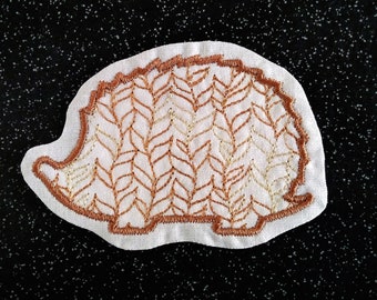 Small Embroidered Hedgehog Patch: Iron-On Applique (4x2.5 inches)