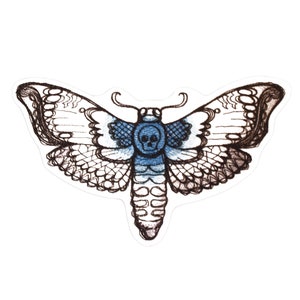 Parche de polilla halcón de calavera: aplique termoadhesivo de polilla gótica bordada