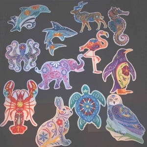 Embroidered Animal Patch, Iron On/Sew On, Owl Flamingo Rabbit Penguin