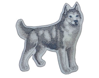 Embroidered Husky Patch: Iron On or Sew On Dog Badge