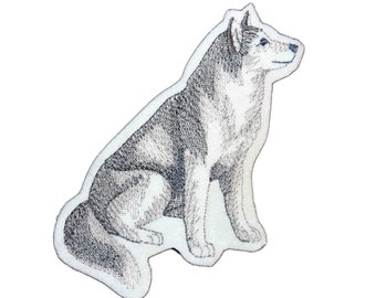 Husky Embroidered Patch: Iron-On or Sew-On Dog Motif