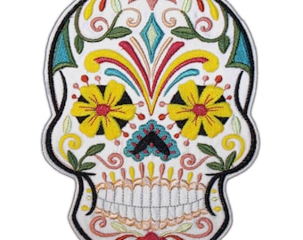 Embroidered Calavera Patch, Day of the Dead Sugar Skull Motif