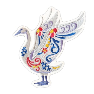 Swan Patch, Flower Power Swan Patch, Flower Patch, Swan motif, Sew on Swan, Iron on Swan, Large Swan Patch, Sewing Patch, Embroidered Patch