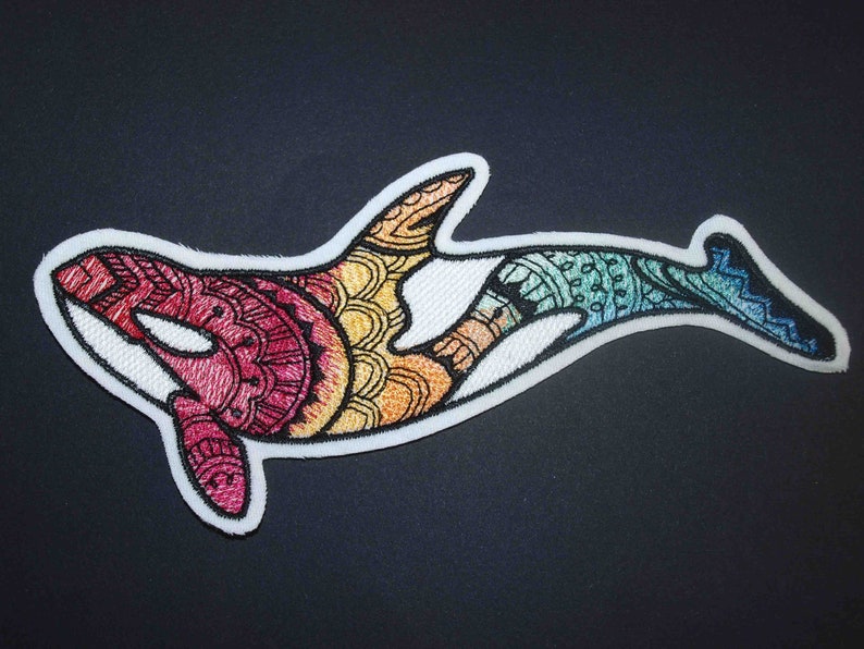 Killer Whale - Patch Ricamata Da Stiro O Da Cucire, Distintivo A Forma Di Balena Assassina, Applique Per Abbigliamento E Accessori, 9.4x4.5cm