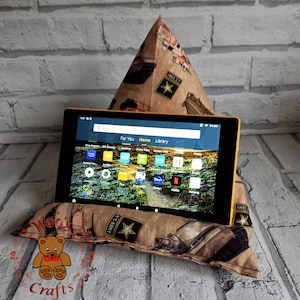 Army Tank Fabric Tablet Pillow Stand: Phone, Kindle, iPad Cushion