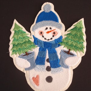 Schneemann Patch, Schneemann gestickter Aufnäher, Schneemann Weihnachten Patch, Weihnachtspatch, Aufnäher Weihnachten, festliche Patch, Eisen auf Patch