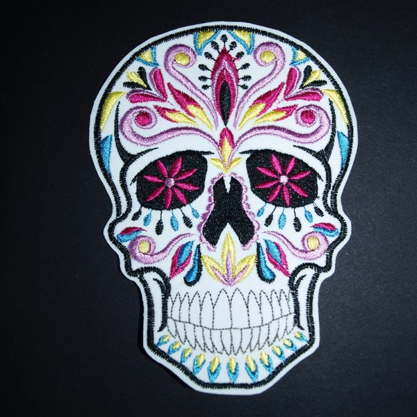 Tag der Toten Calavera Sugar Skull Mexicanna Dia de los muertos, Calavera, Totenkopf Aufnäher, Großer Calavera Aufnäher, Totenköpfe