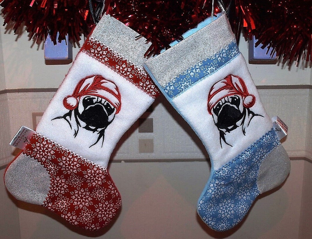 Pug Stockings, Personalised Pug Stockings, Christmas Stockings for Pugs