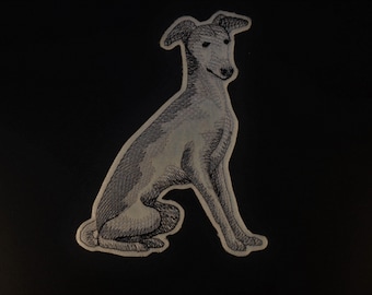 Greyhound sketch Patch, Greyhound iron on patch, Greyhound sew on patch, small greyhound patch, greyhound motif, greyhound accessory, dogs