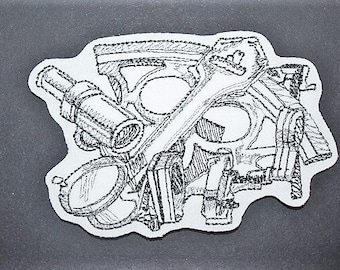Monochrome Nautical Embroidered Patch: Iron On Applique