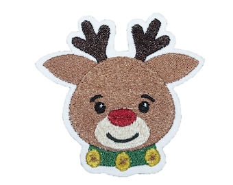 Gestickter Reindeer Patch, süße Weihnachtsapplikation, zum Aufbügeln