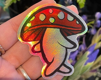 Mushroom Boy Holographic Sticker