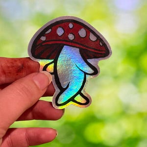 Mushroom Boy Holographic Sticker